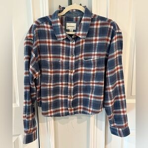 American Eagle Outfitters Blue and Red Plaid Flannel Shirt